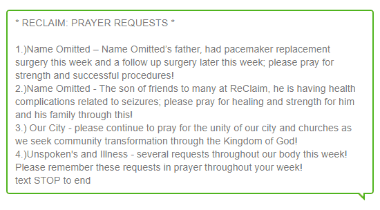 SMS Prayer Request